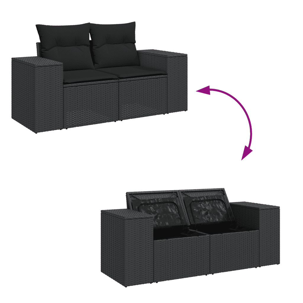 vidaXL 7-dijelni set vrtnih sofa od poliratana s jastucima crni