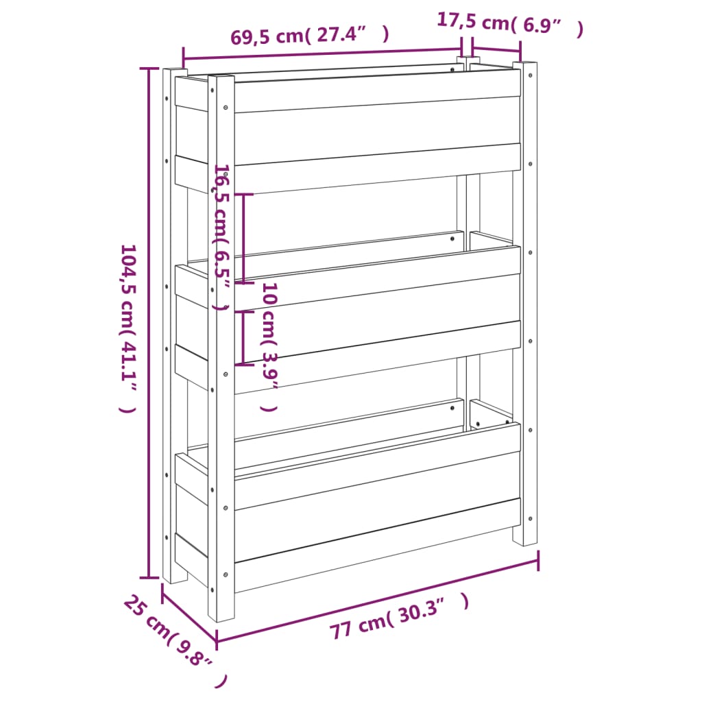 vidaXL Sadilica siva 77x25x104,5 cm od masivne borovine