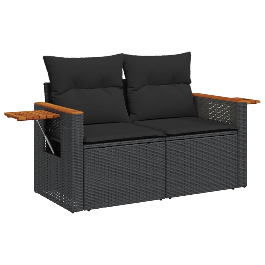 vidaXL 11-dijelni set vrtnih sofa od poliratana s jastucima crni