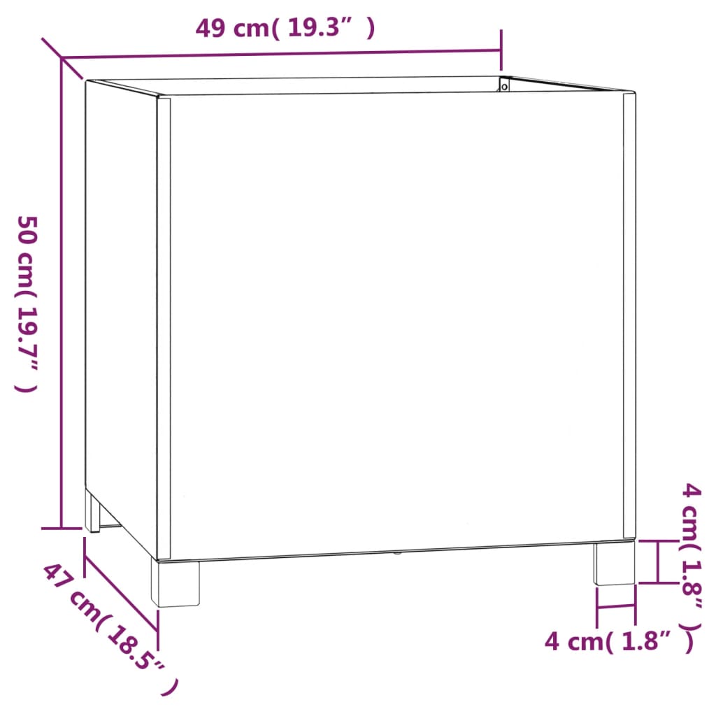 vidaXL Sadilica s nogama boja hrđe 49 x 47 x 50 cm od čelika COR-TEN