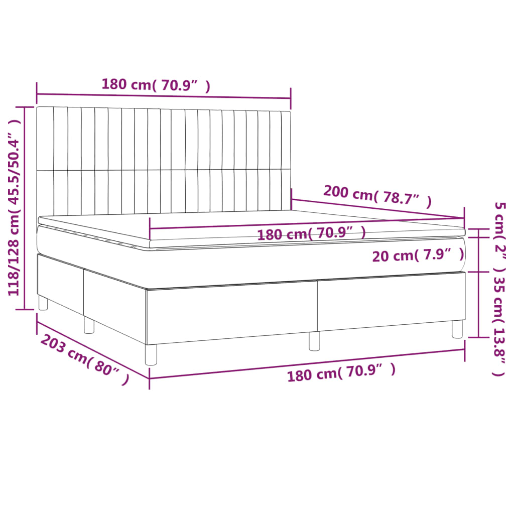 vidaXL Krevet s oprugama i madracem crni 180x200 cm baršunasti