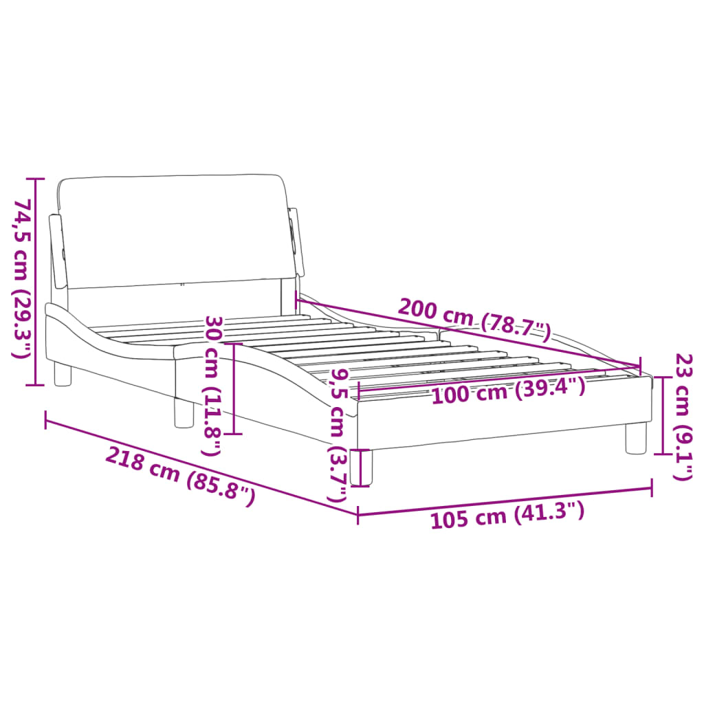 vidaXL Okvir za krevet s uzglavljem crno-bijeli 100x200cm umjetna koža