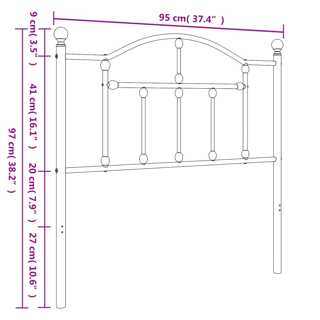 vidaXL Metalno uzglavlje bijelo 90 cm