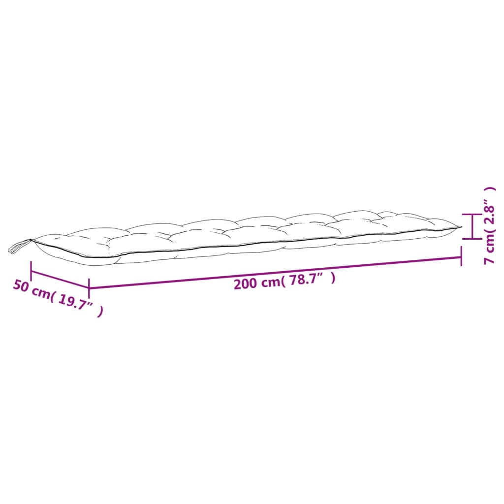 vidaXL Jastuk za vrtnu klupu zeleni 200x(50+50)x7 cm od tkanine Oxford