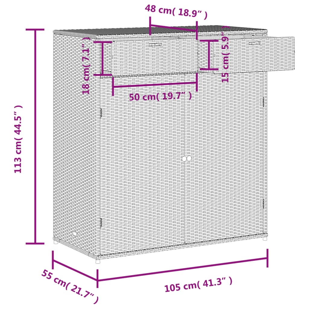 vidaXL Vrtni ormarić za pohranu crni 105x55x113 cm od poliratana