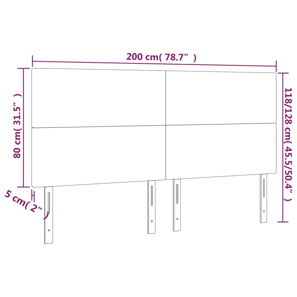 vidaXL LED uzglavlje tamnosivo 200x5x118/128 cm baršunasto