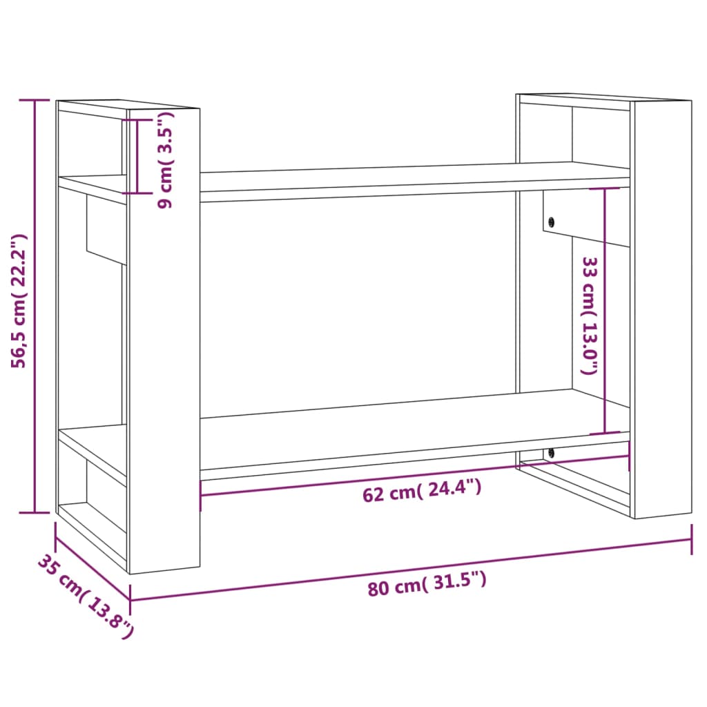 vidaXL Ormarić za knjige / sobna pregrada 80x35x56,5 cm od borovine