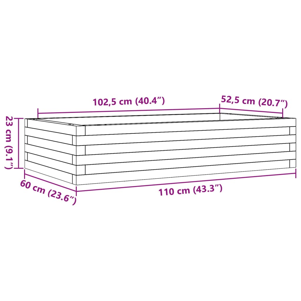 vidaXL Vrtna sadilica 110x60x23 cm od masivne borovine