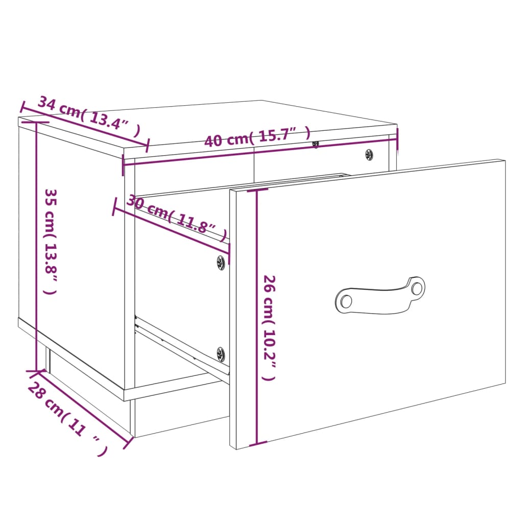 vidaXL Noćni ormarići 2 kom crni 40 x 34 x 35 cm od masivne borovine