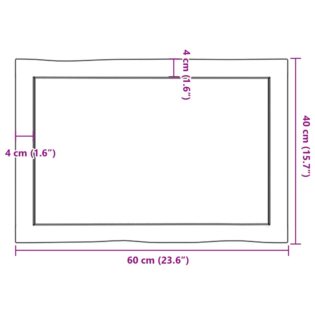 vidaXL Stolna ploča 60x40x(2-6) cm od hrastovine sa živim rubom