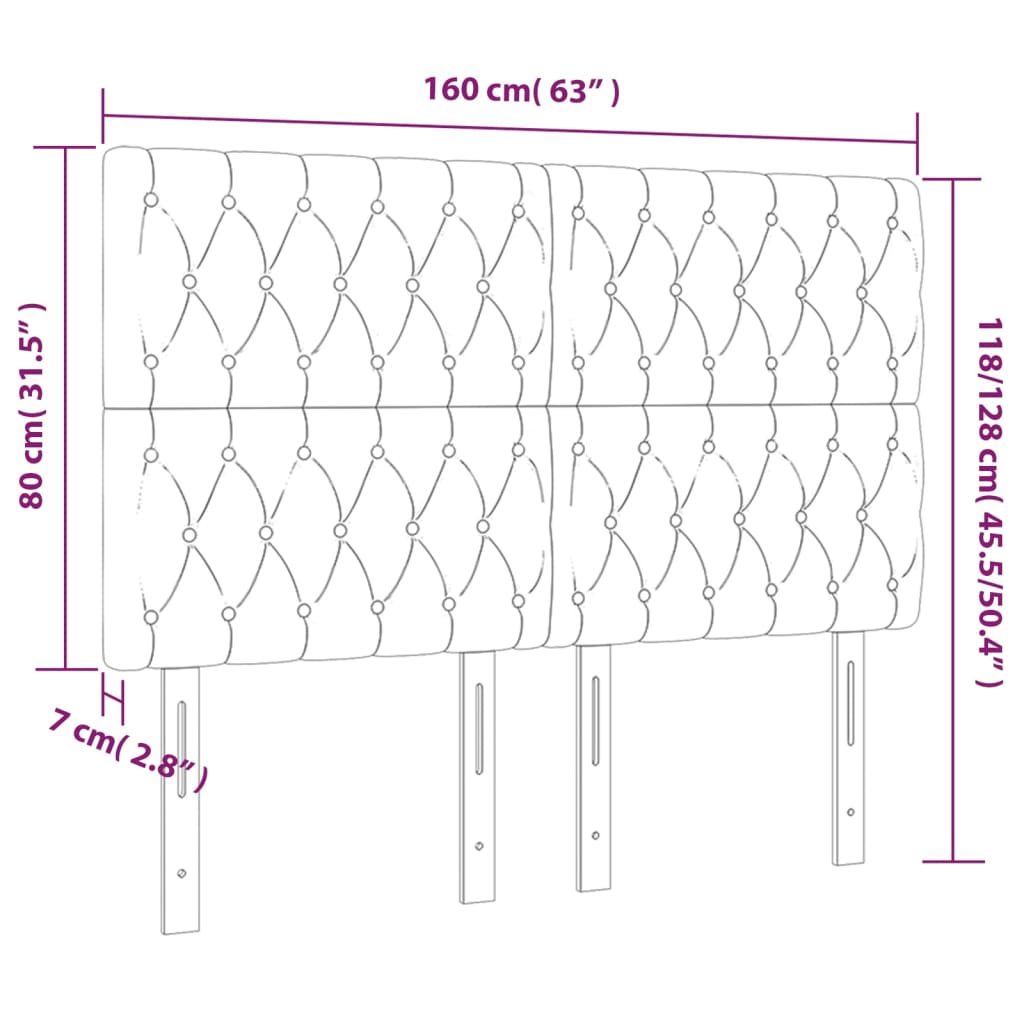 vidaXL LED uzglavlje tamnosivo 160x7x118/128 cm od tkanine