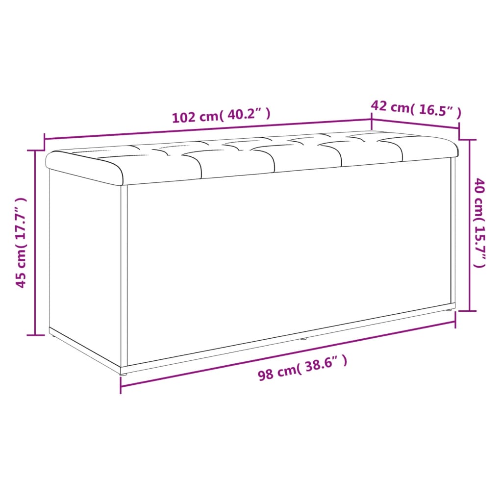 vidaXL Klupa za cipele siva boja hrasta 102x42x45 cm konstruirano drvo