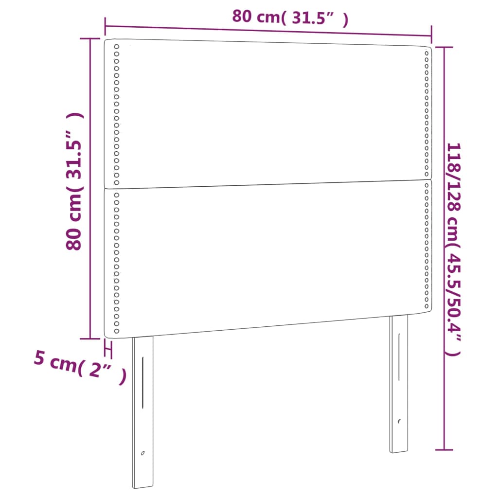 vidaXL LED uzglavlje ružičasto 80x5x118/128 cm baršunasto