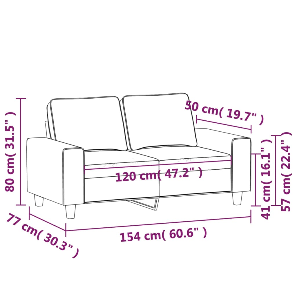 vidaXL Dvosjed od tkanine tamnosivi 120 cm