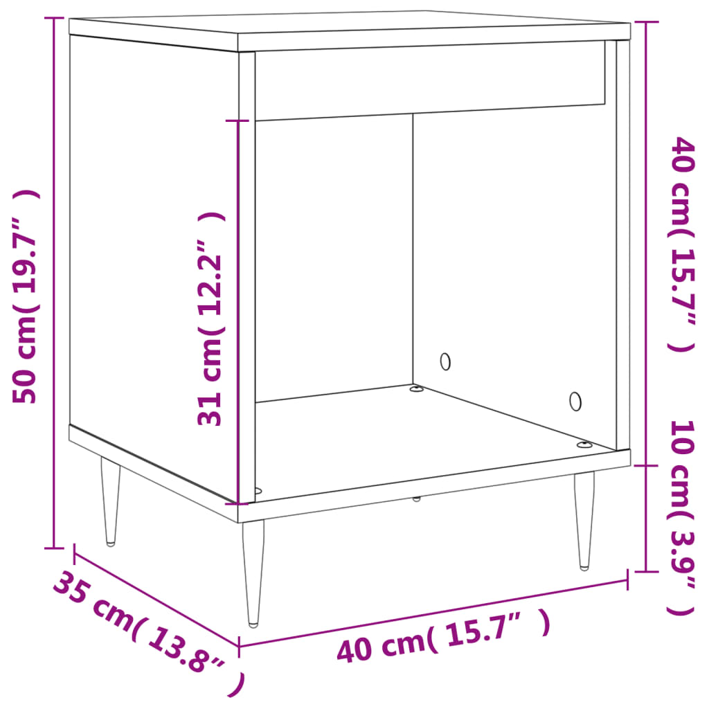 vidaXL Noćni ormarići 2 kom bijeli 40 x 35 x 50 cm konstruirano drvo