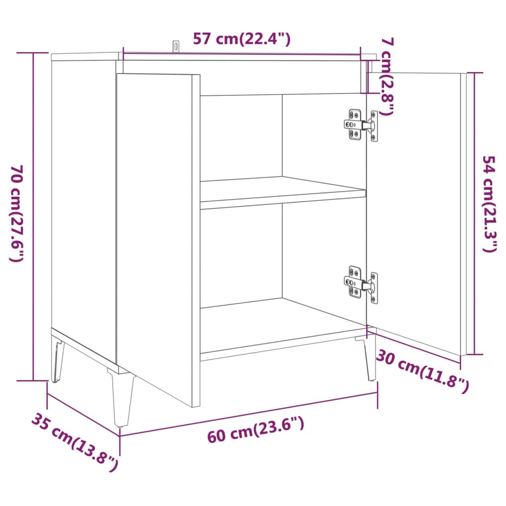 vidaXL Komoda boja hrasta sonoma 60 x 35 x 70 cm konstruirano drvo