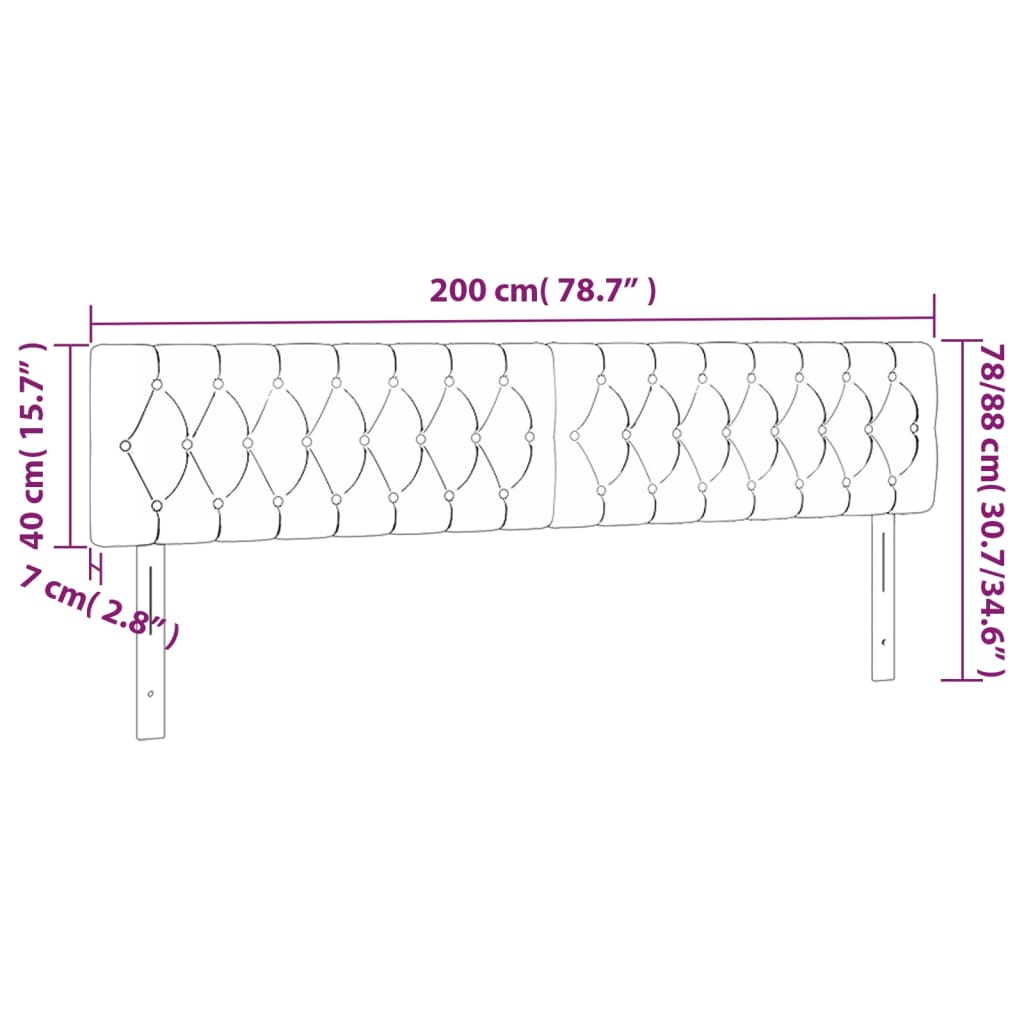 vidaXL LED uzglavlje ružičasto 200x7x78/88 cm baršunasto