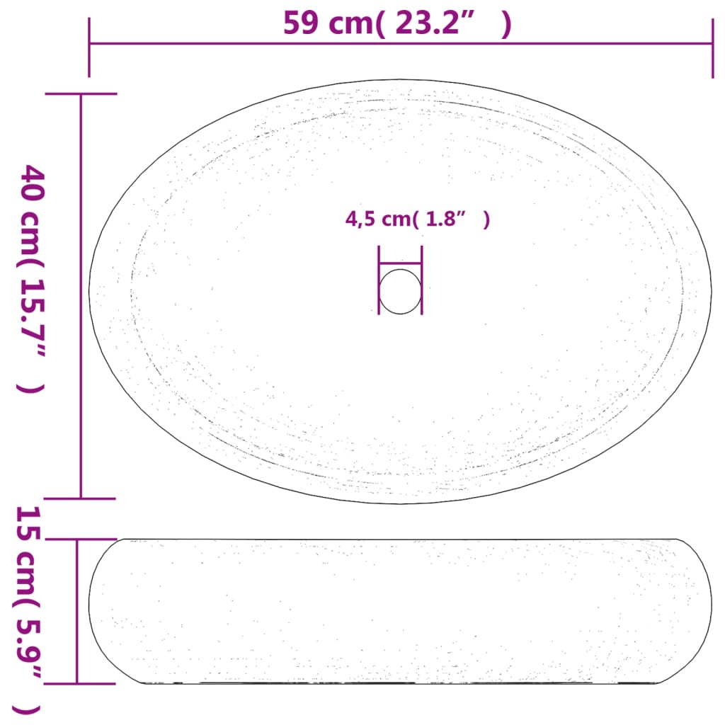 vidaXL Nadgradni umivaonik sivo-plavi ovalni 59x40x15 cm keramički