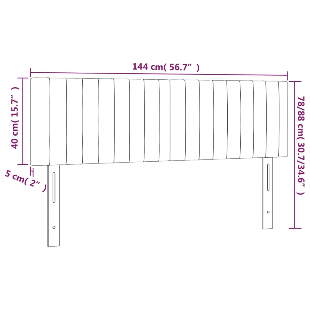 vidaXL LED uzglavlje smeđesivo 144x5x78/88 cm od tkanine