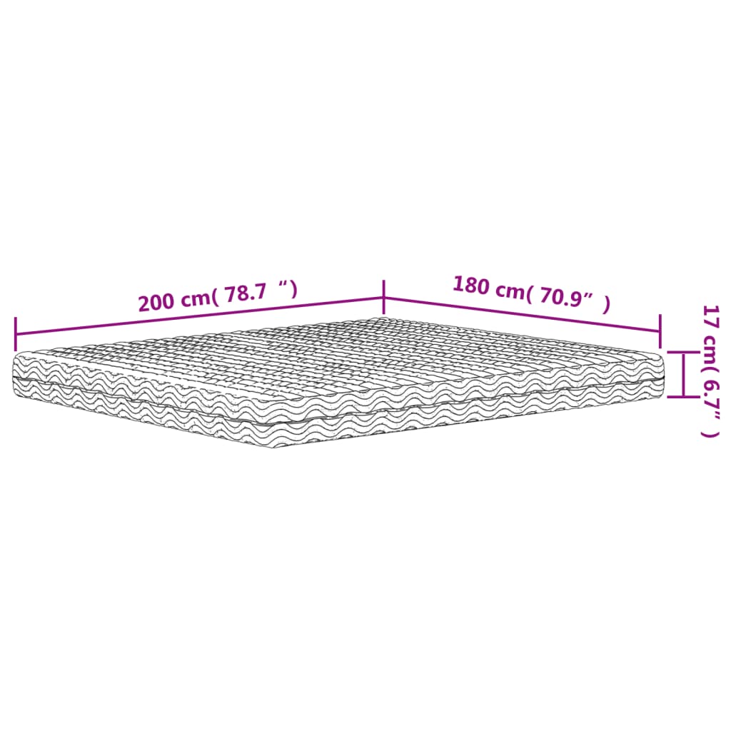 vidaXL Madrac od pjene bijeli 180 x 200 cm tvrdoća H2 H3