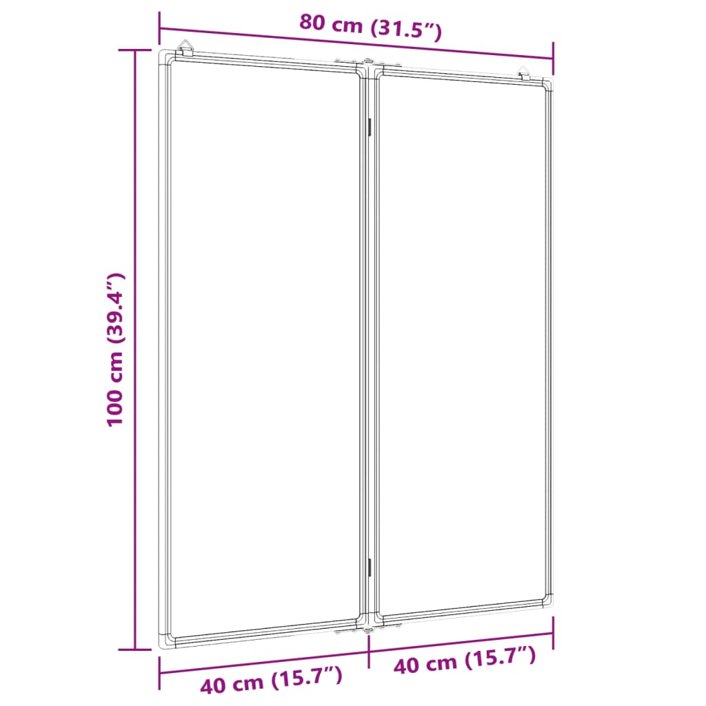 vidaXL Magnetna bijela ploča sklopiva 80 x 100 x 1,7 cm aluminijska