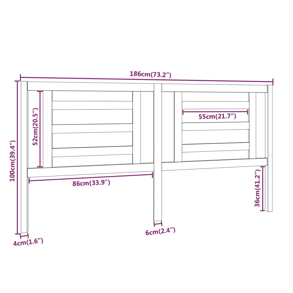 vidaXL Uzglavlje za krevet boja meda 186 x 4 x 100 cm masivna borovina