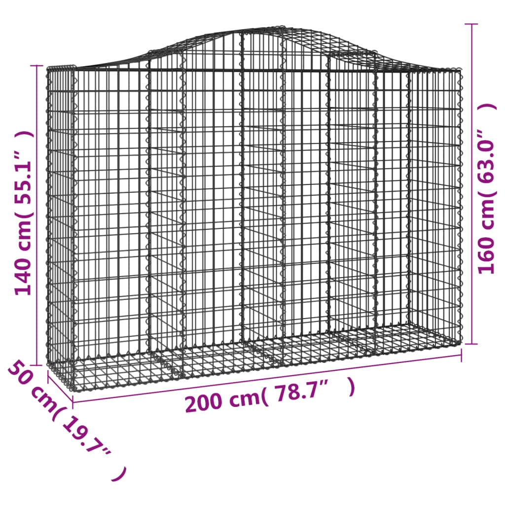 vidaXL Lučne gabionske košare 8 kom 200x50x140/160cm pocinčano željezo