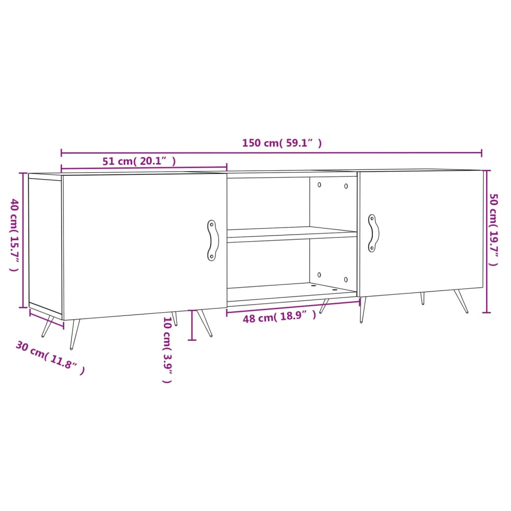 vidaXL TV ormarić sjajni bijeli 150 x 30 x 50 cm od konstruiranog drva