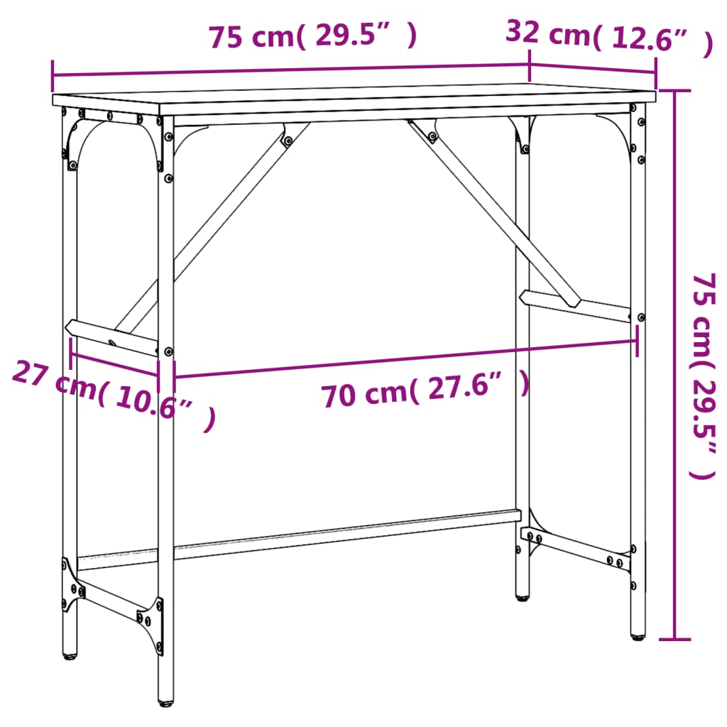 vidaXL Konzolni stol smeđa boja hrasta 75x32x75 cm konstruirano drvo