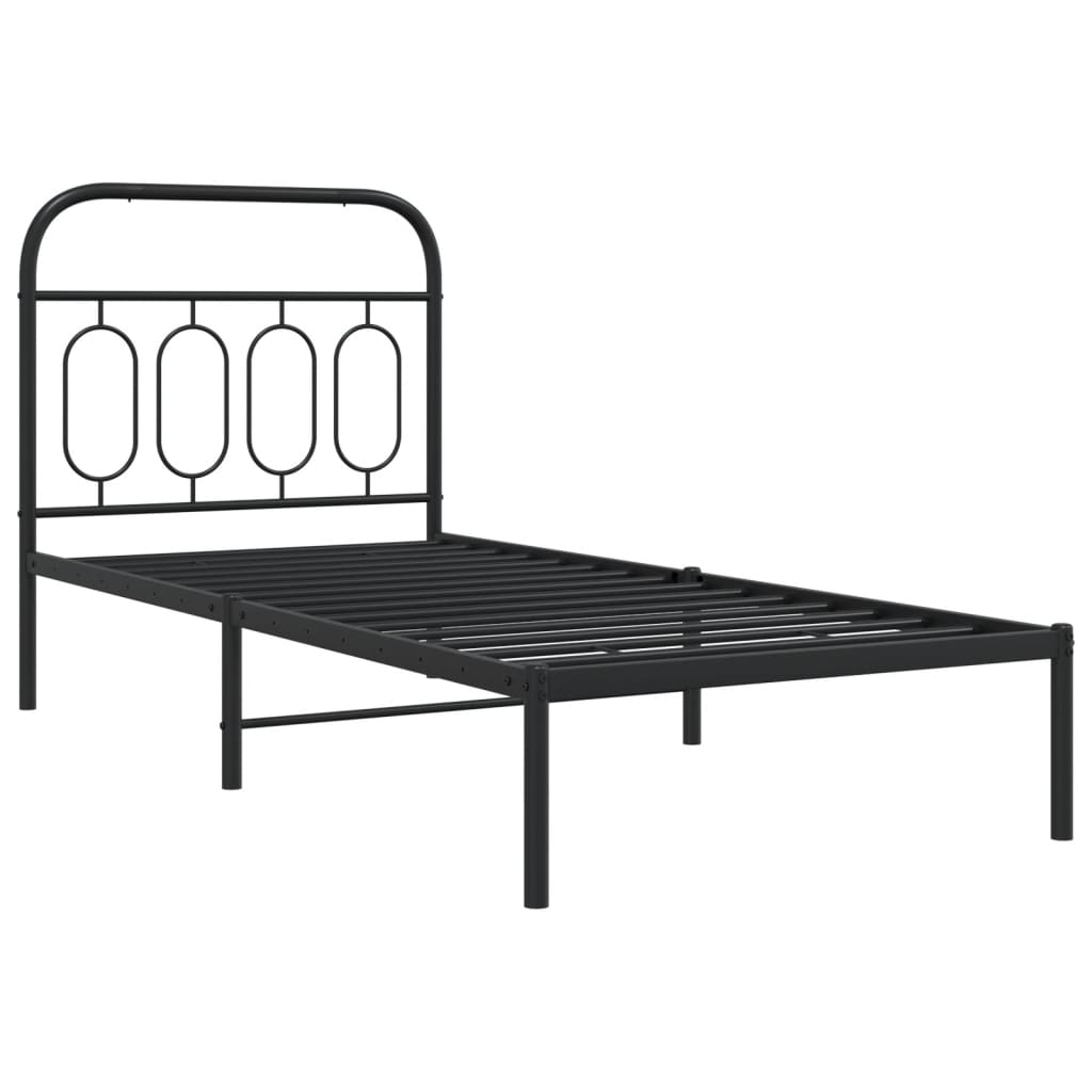 vidaXL Metalni okvir za krevet s uzglavljem crni 90x190 cm