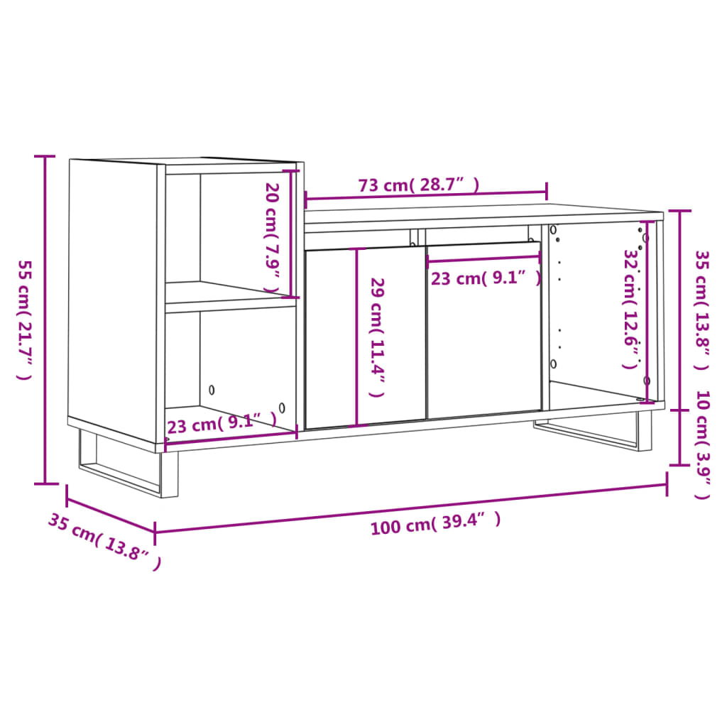 vidaXL TV ormarić crni 100 x 35 x 55 cm od konstruiranog drva