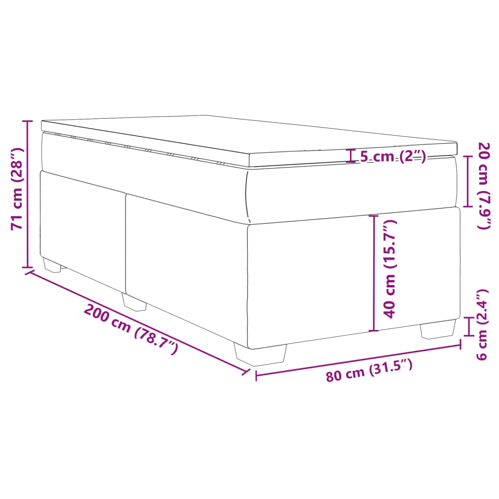 vidaXL Box spring krevet s madracem crni 80 x 200 cm baršunasti