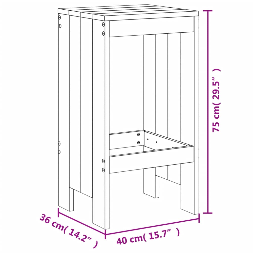 vidaXL Barski stolci 2 kom boja meda 40 x 36 x 75 cm masivna borovina