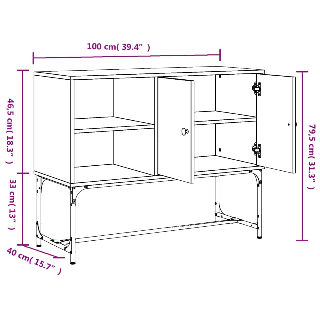 vidaXL Komoda smeđa boja hrasta 100x40x79,5 cm od konstruiranog drva