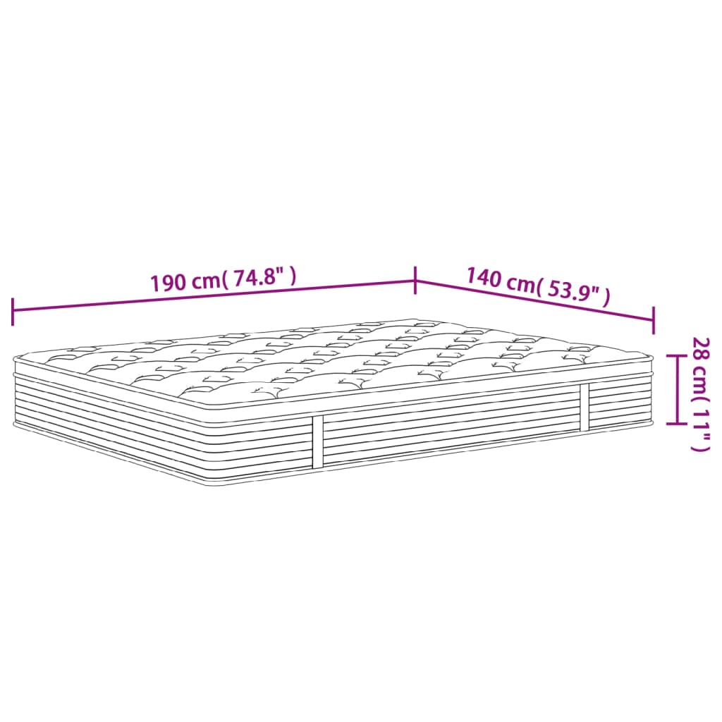 vidaXL Madrac s džepičastim oprugama srednji 140x190 cm