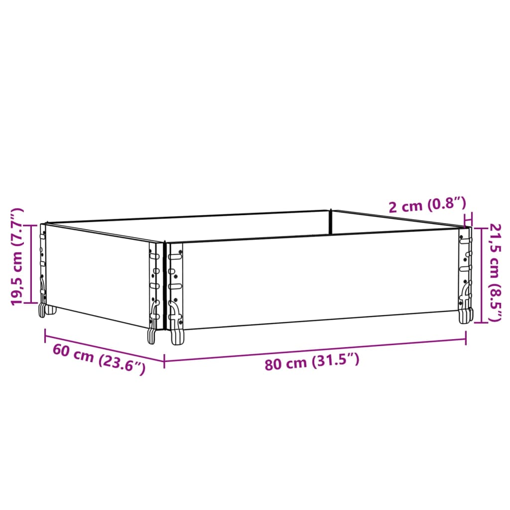 vidaXL Okvir za palete crni 80 x 60 cm od masivne borovine