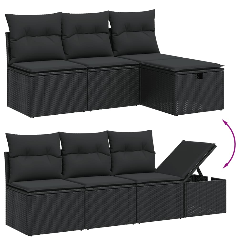 vidaXL 8-dijelni set vrtnih sofa od poliratana s jastucima crni