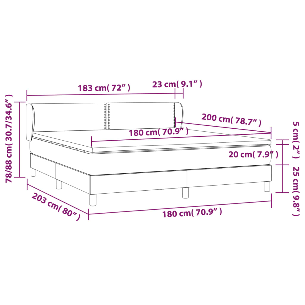 vidaXL Krevet s oprugama i madracem smeđesivi 180x200 cm tkanina