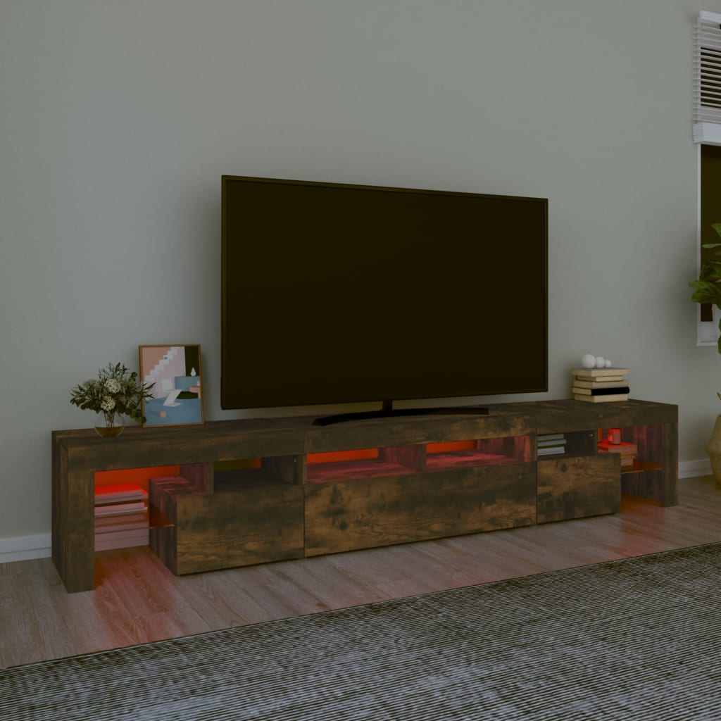 vidaXL TV ormarić s LED svjetlima boja dimljenog hrasta 230x36,5x40 cm