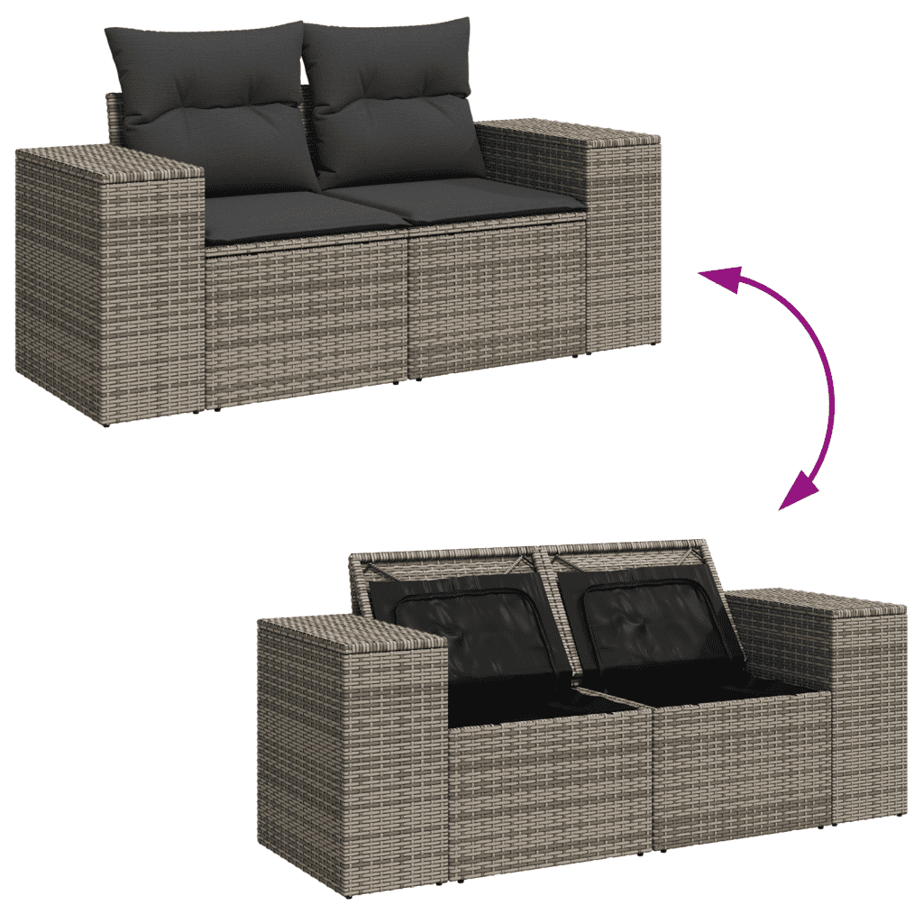 vidaXL 7-dijelni set vrtnih sofa sivi od poliratana