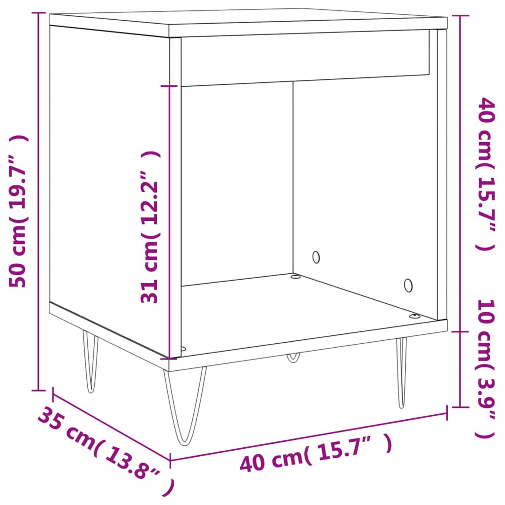 vidaXL Noćni ormarići 2 kom bijeli 40 x 35 x 50 cm konstruirano drvo