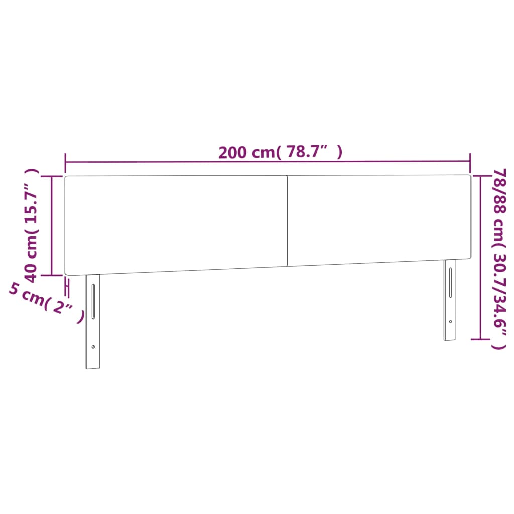 vidaXL Uzglavlja 2 kom svjetlosiva 100x5x78/88 cm baršunasta