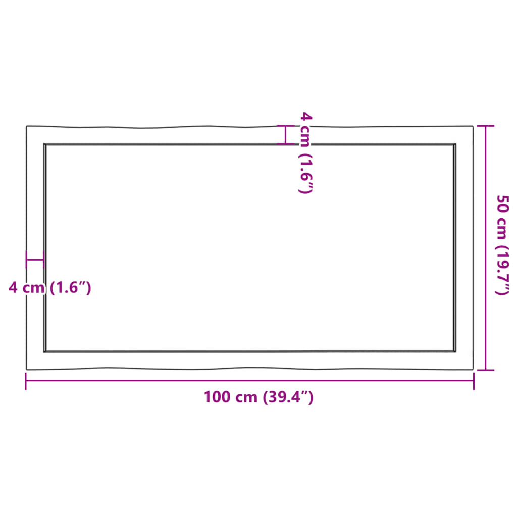 vidaXL Stolna ploča tamnosmeđa 100x50x(2-6) cm obrađena hrastovina