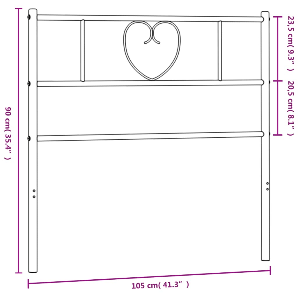 vidaXL Metalno uzglavlje crno 100 cm