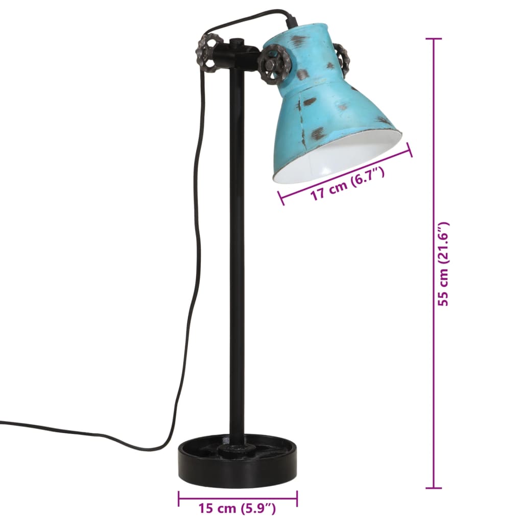 vidaXL Stolna svjetiljka 25 W pohabano plava 15x15x55 cm E27