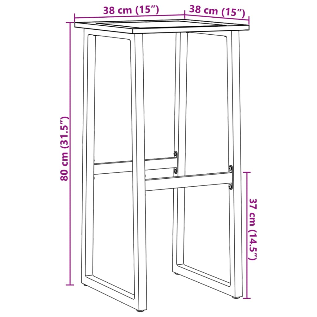 vidaXL Barski stolci 2 kom crni 38x38x80 cm od čelika obloženog prahom