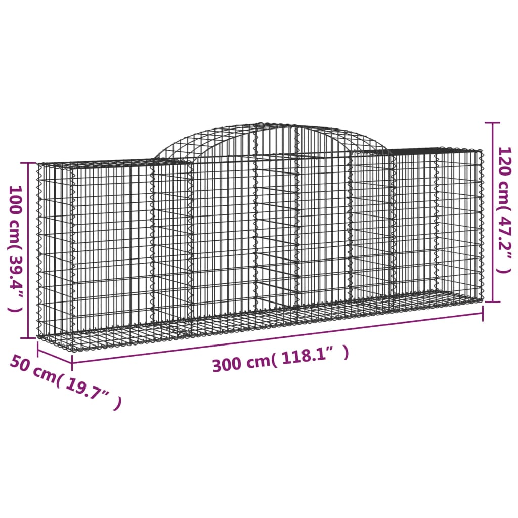 vidaXL Lučne gabionske košare 20kom 300x50x100/120cm pocinčano željezo