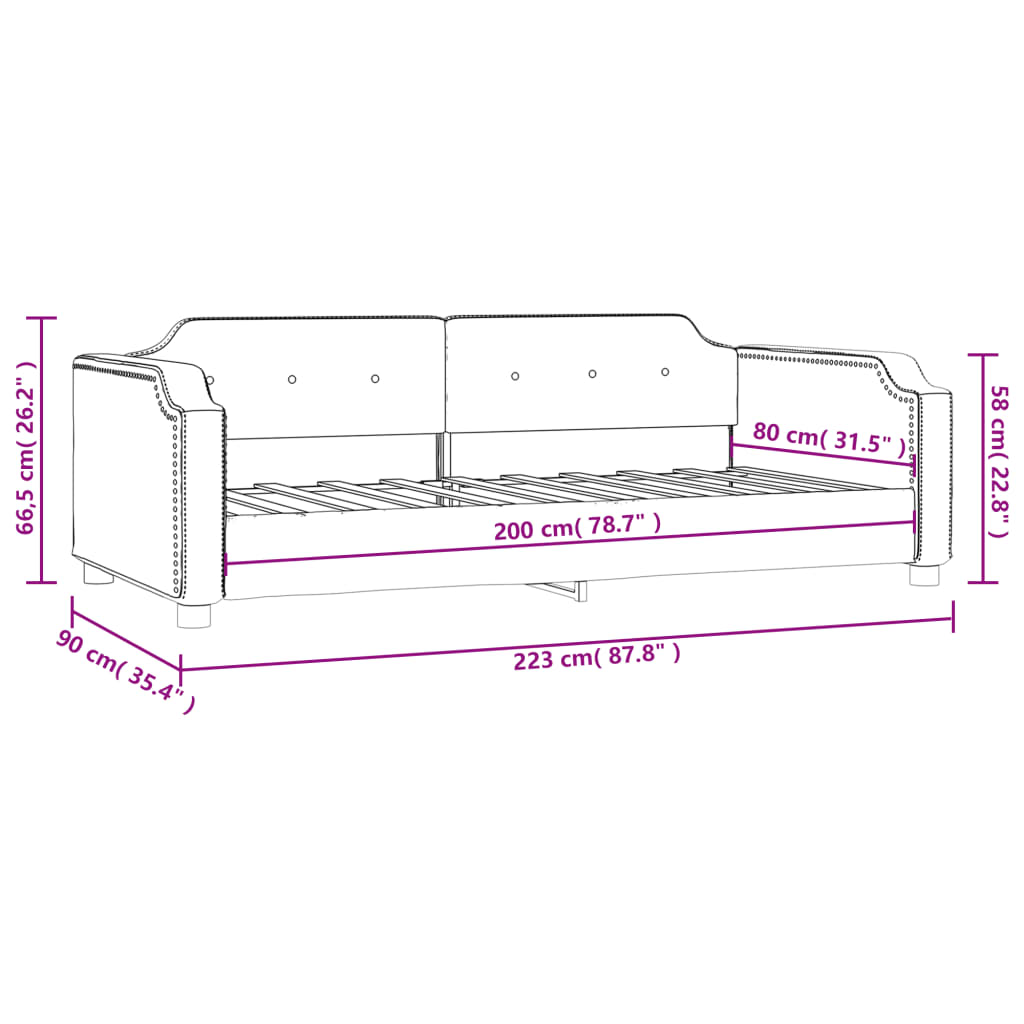 vidaXL Dnevni krevet crni 80 x 200 cm od tkanine