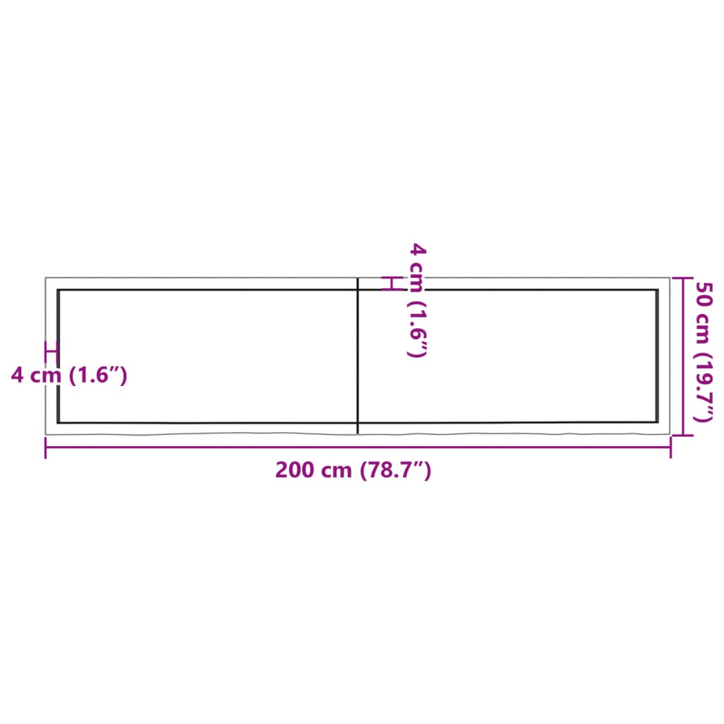 vidaXL Stolna ploča tamnosmeđa 200x50x(2-4) cm obrađena masivna hrast