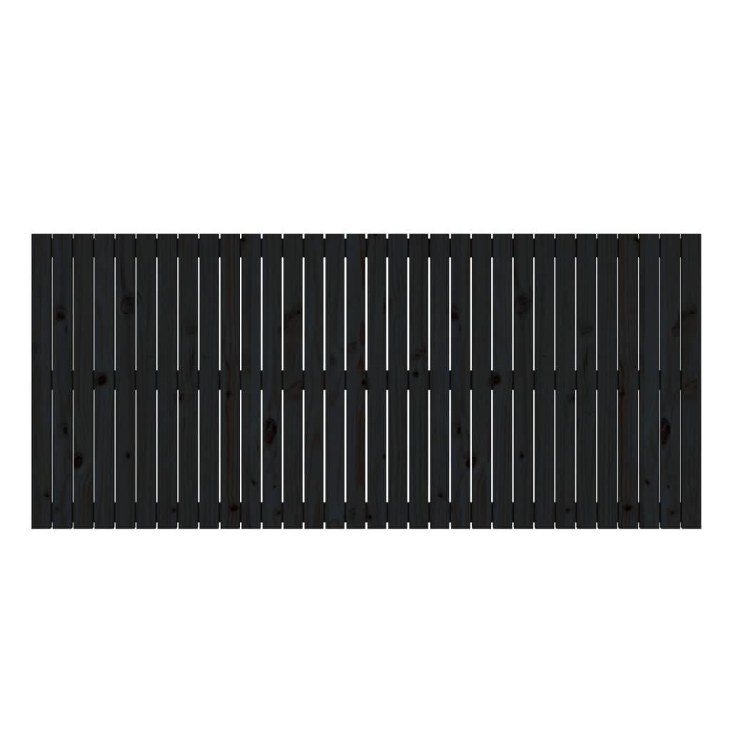 vidaXL Zidno uzglavlje crni 204x3x90 cm od masivne borovine